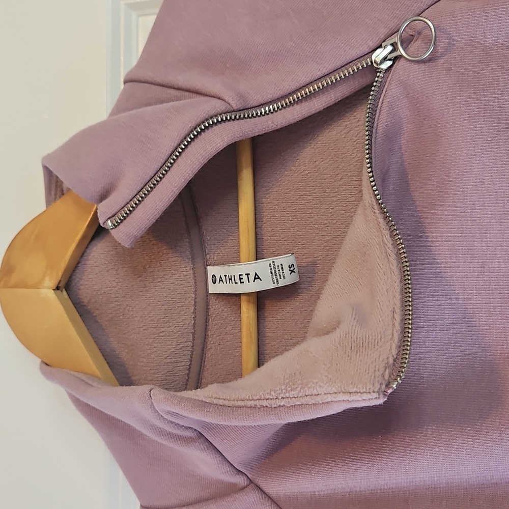 ATHLETA Cozy Karma Asym Pullover DOGWOOD Mauve Sweatshirt XS - Picture 5 of 6